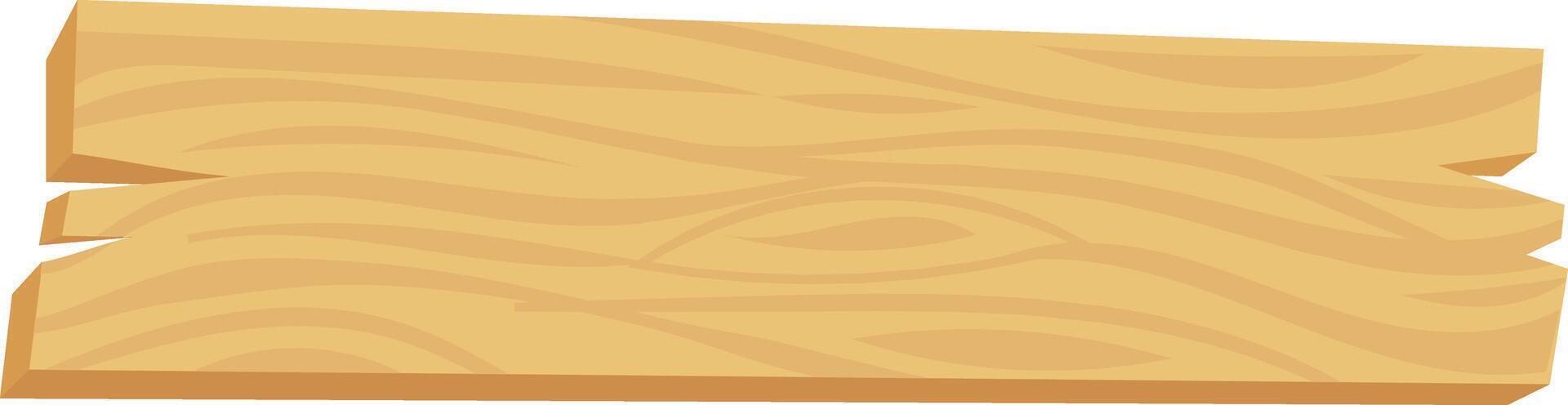 Wooden plank with visible wood grain and broken edges, isolated on a white background, ideal for graphic design, web design, and other creative projects vector