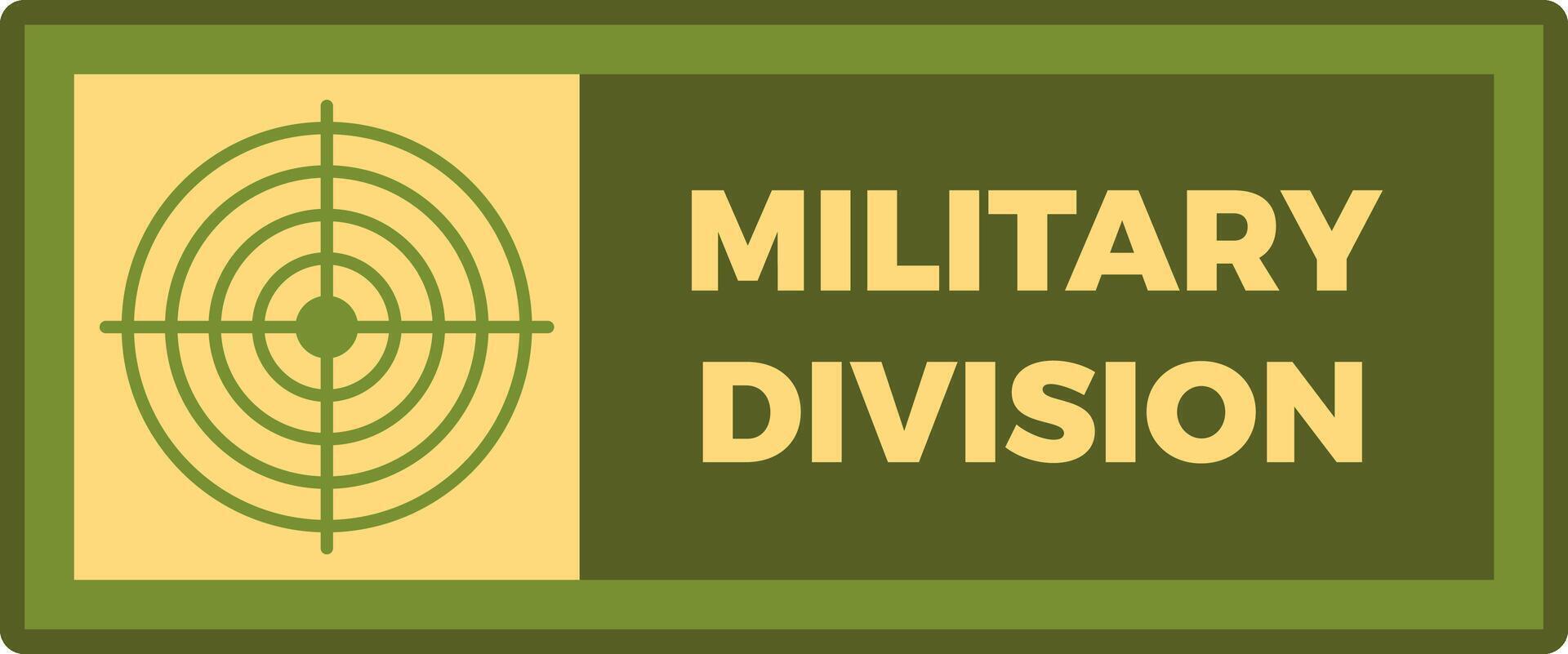 Military division sign featuring a target symbol, embodying precision and accuracy while highlighting strategic targeting in armed forces operations and tactical missions vector