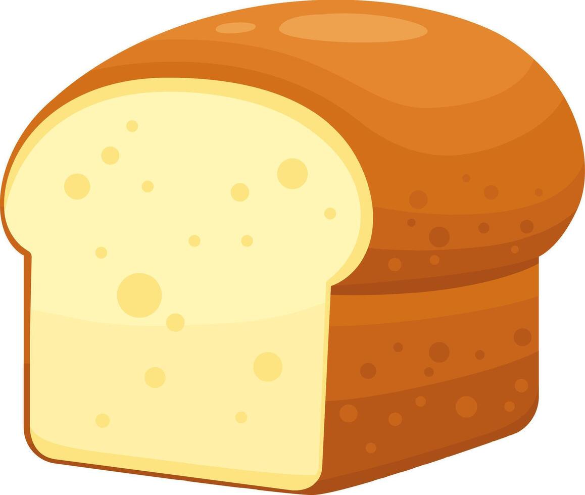Half loaf of soft bread with airy crumb and golden crust, a staple food and essential part of many cultures, perfect for sandwiches, toast, or enjoying on its own vector