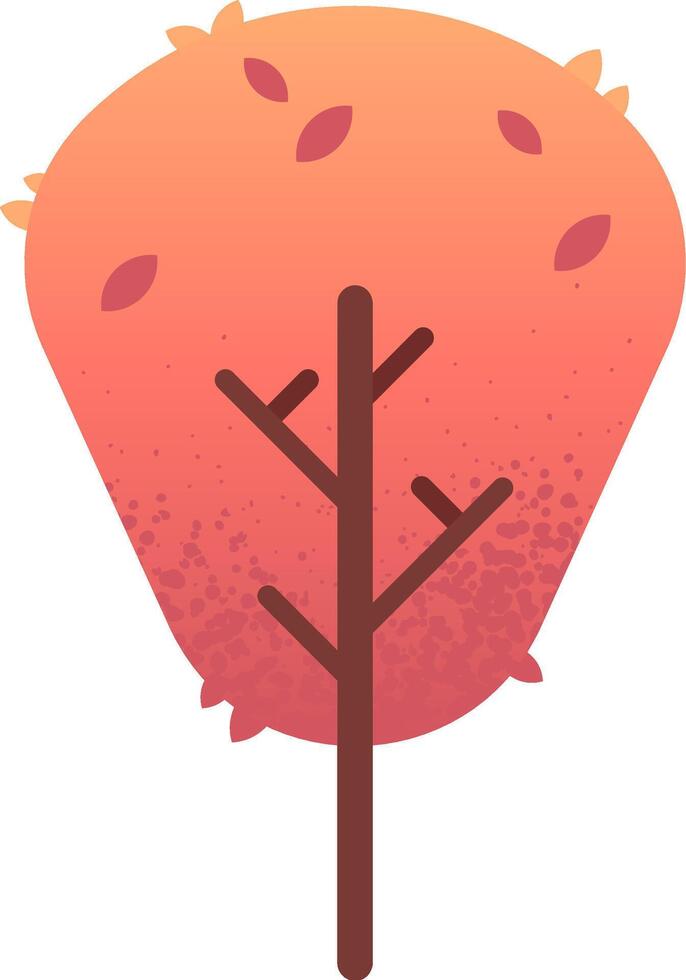 Minimalist illustration of an autumn tree losing its leaves, featuring a gradient of warm colors and a textured foliage, isolated on a white background vector