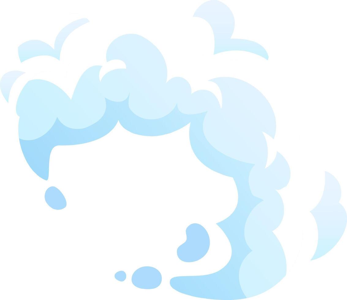 Light blue cartoon cloud swirling and rotating. With a gradient from light blue to white. On a white background. Ideal for illustrations. Children's books. Or any project that needs a touch of whimsy vector