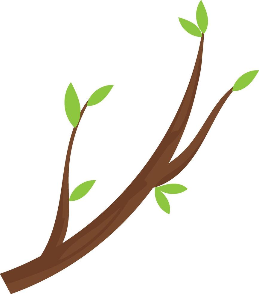 Tree branch adorned with small, light green leaves, representing new life and the vibrant renewal of nature during the spring season, highlighting growth and beauty in the ecosystem vector