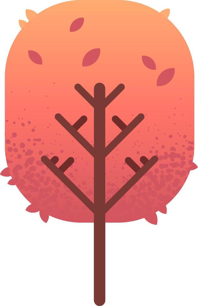 Minimalist illustration representing autumn, featuring a stylized tree with falling leaves on a warm gradient background, ideal for nature and seasonal projects vector