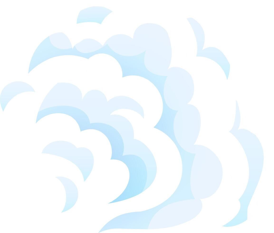 Cartoon clouds swirling. Creating a dynamic and ethereal atmosphere. Perfect for conveying concepts of dreams. Imagination. And weather phenomena. With a light blue gradient on a clean white backdrop vector