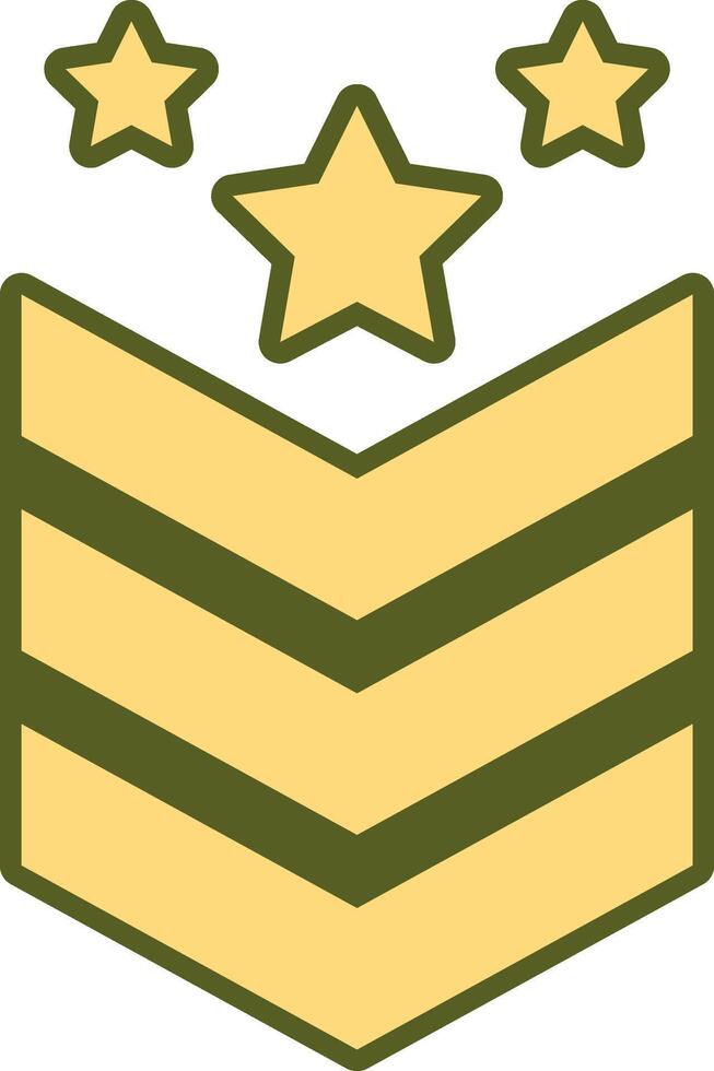 Sergeant military rank insignia featuring three gold stars and three chevrons, symbolizing hierarchy and authority within the armed forces and representing leadership and commitment vector