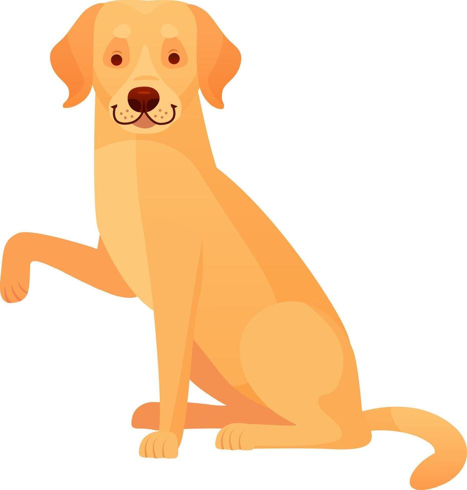 Cartoon illustration featuring a golden retriever dog sitting and playfully raising its paw, radiating a friendly and cheerful demeanor that captures joy and affection vector