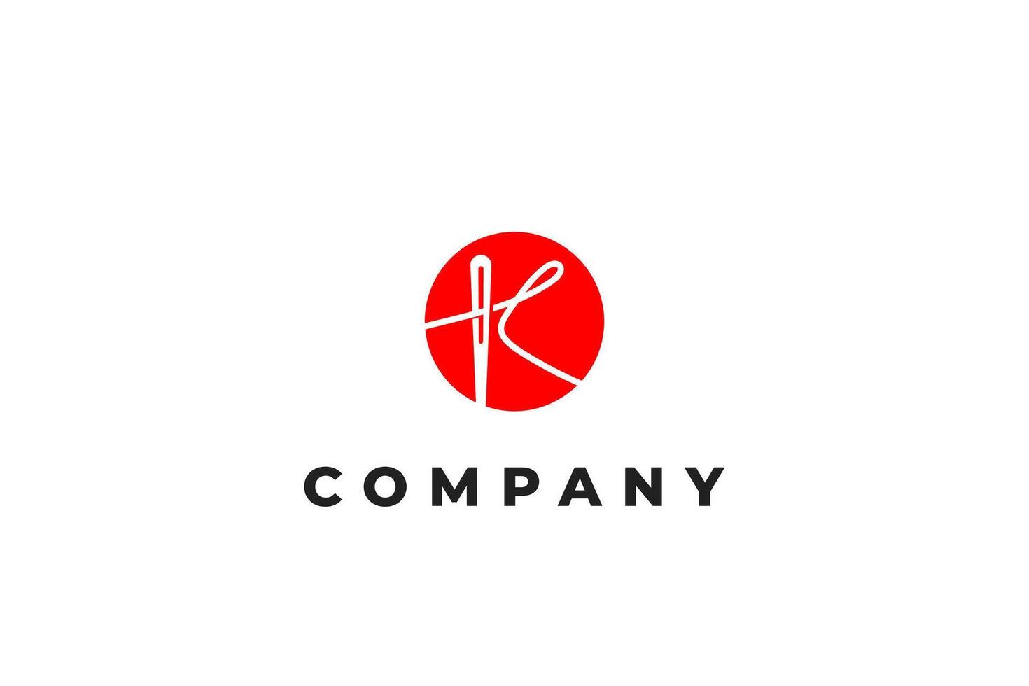 letter k needle and sewing thread taylor logo vector