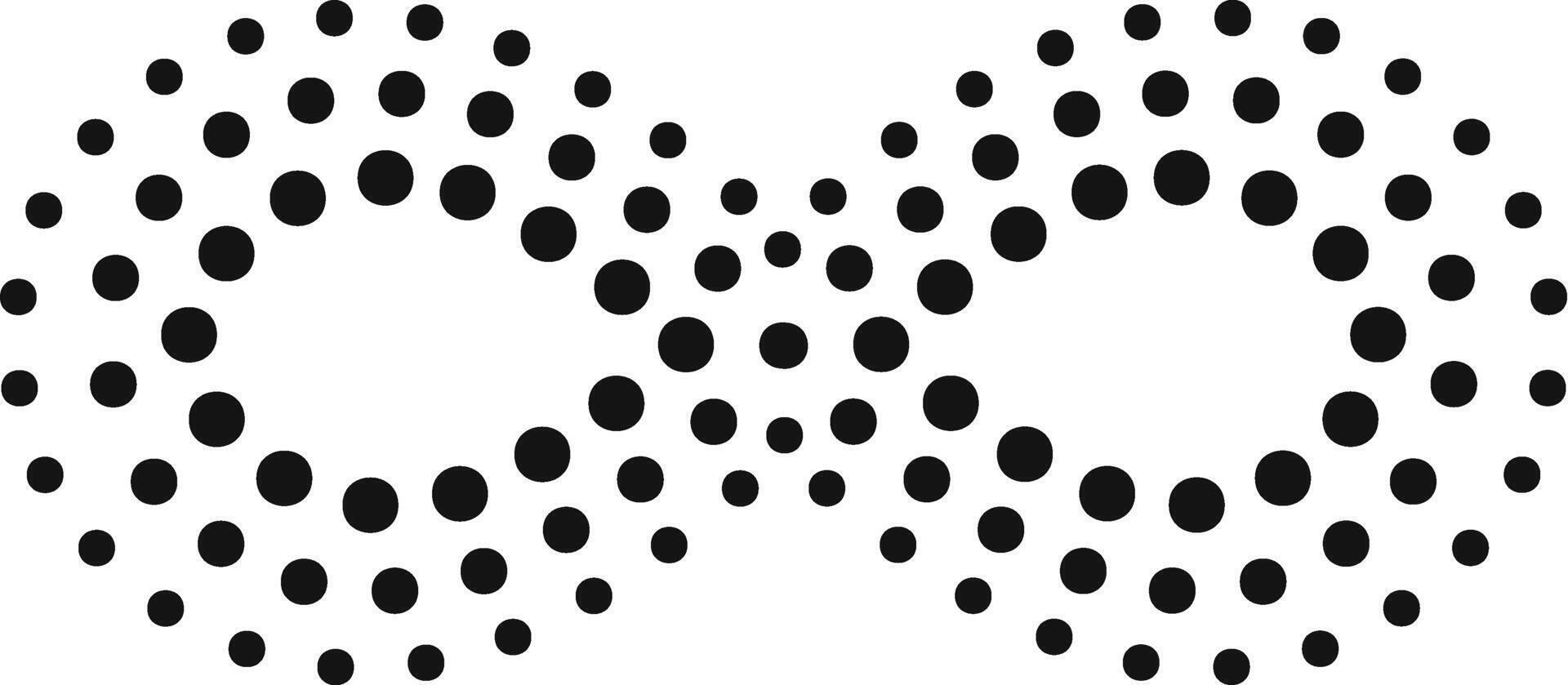 Artistic representation of an infinity symbol formed by a series of black dots arranged in a symmetrical pattern, conveying a sense of endlessness and continuity vector
