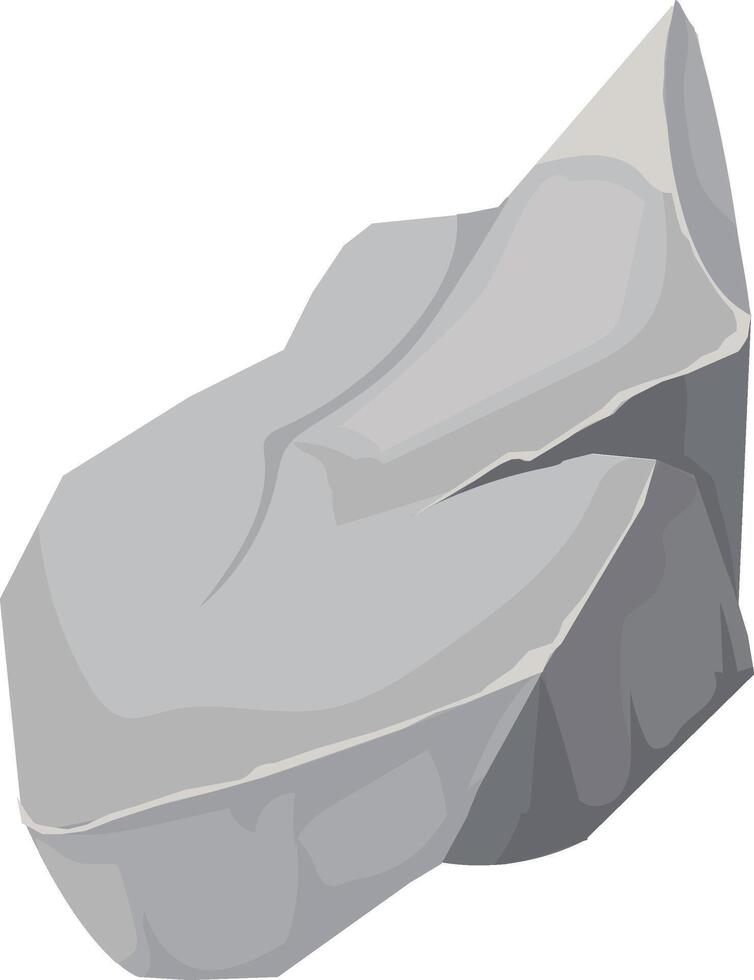 Cartoon gray stone featuring a sharp point resting on a white background, illustrating themes of geology and nature while embodying simple graphic design elements vector