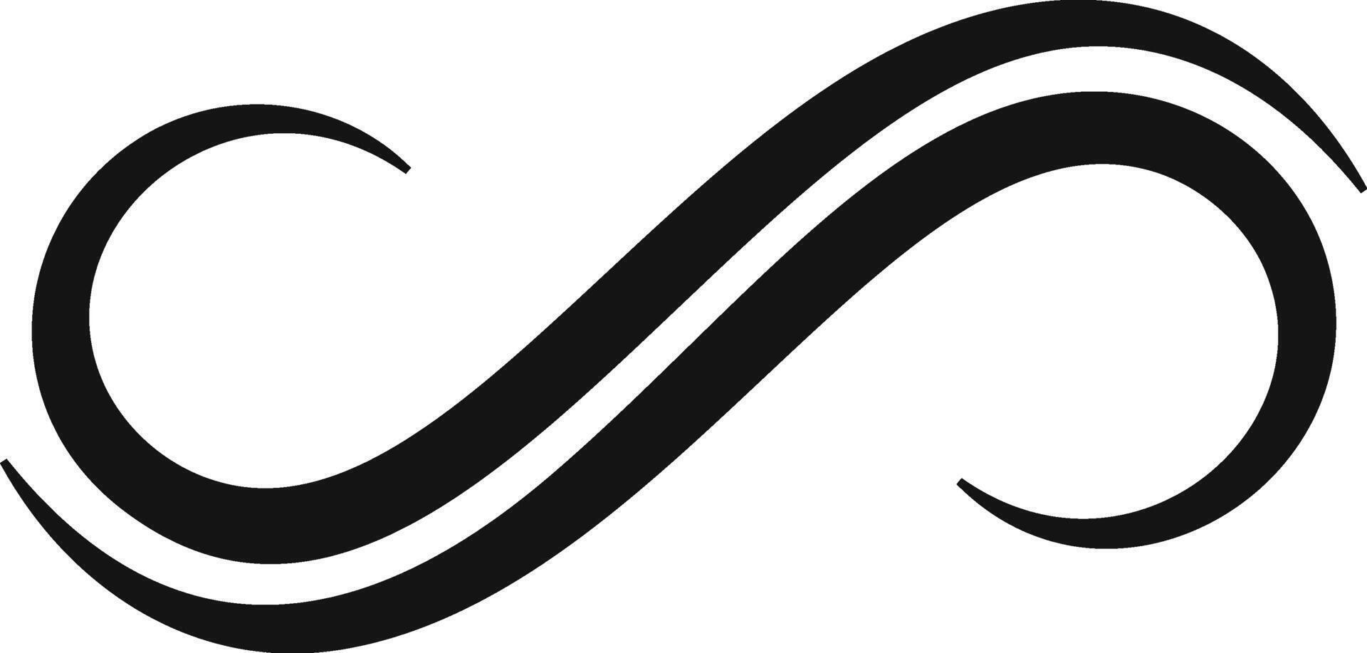 Stylized graphic featuring a double swirling infinity symbol, representing concepts of eternity, endlessness, and limitless time, evoking feelings of perpetual motion and timelessness vector