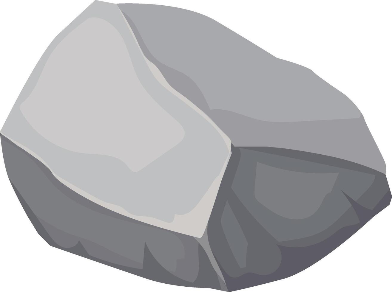 Cartoon illustration of a gray rock laying on a white background, providing a simple yet effective visual element for various design projects vector