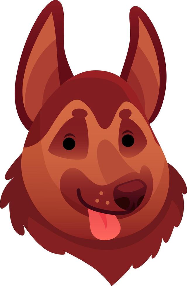 Close up portrait featuring a cute German Shepherd dog playfully sticking out its tongue, illustrated in a vibrant cartoon style against a clean white background vector