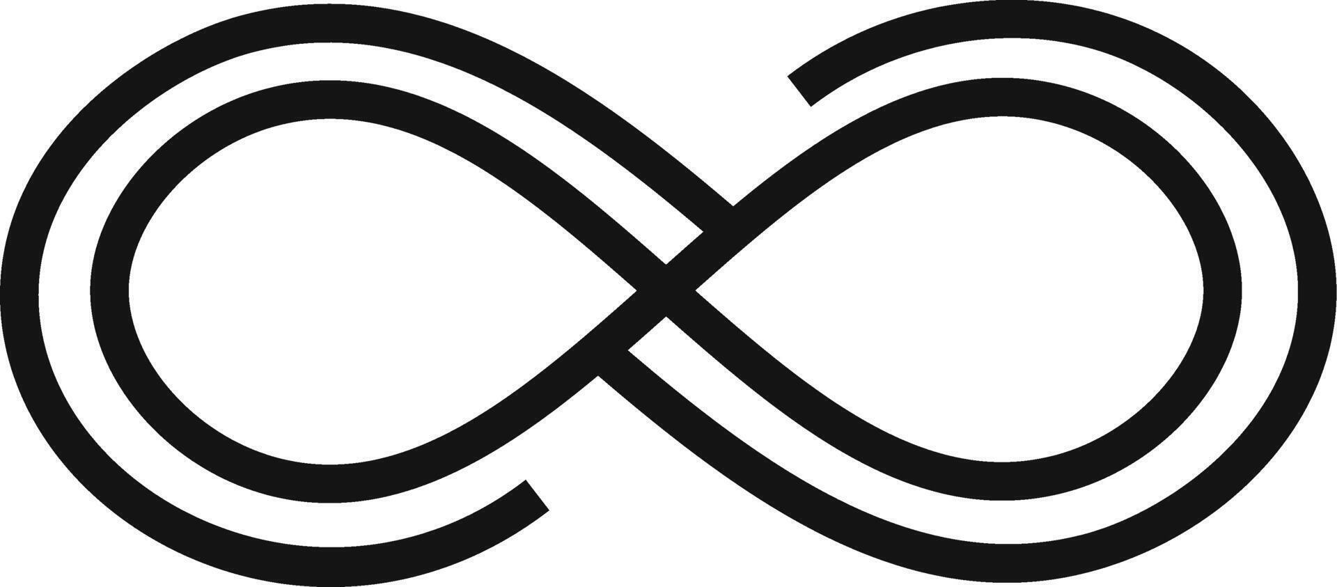 Two intertwined black lines creating a double infinity symbol against a white background, representing limitless possibilities, eternal love, and boundless concepts vector