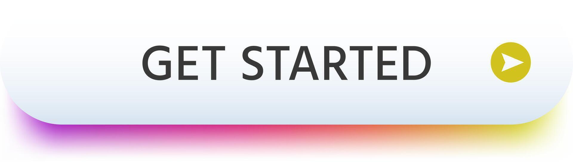 Play button inviting engagement on a vibrant banner featuring a smooth gradient transitioning from purple to orange and yellow, ideal for enhancing a website or app interface vector