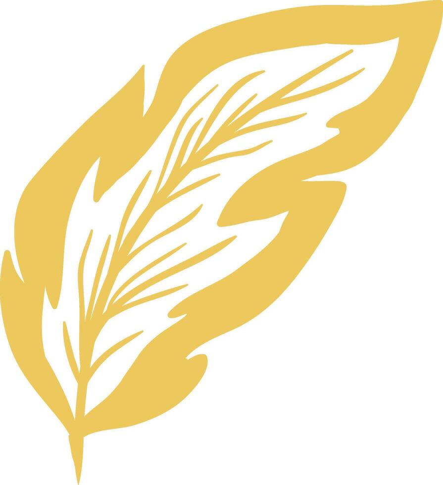 Minimalist golden feather design embodying lightness, softness, and freedom, inspiring creativity for various projects while adding an elegant touch to any artistic endeavor vector