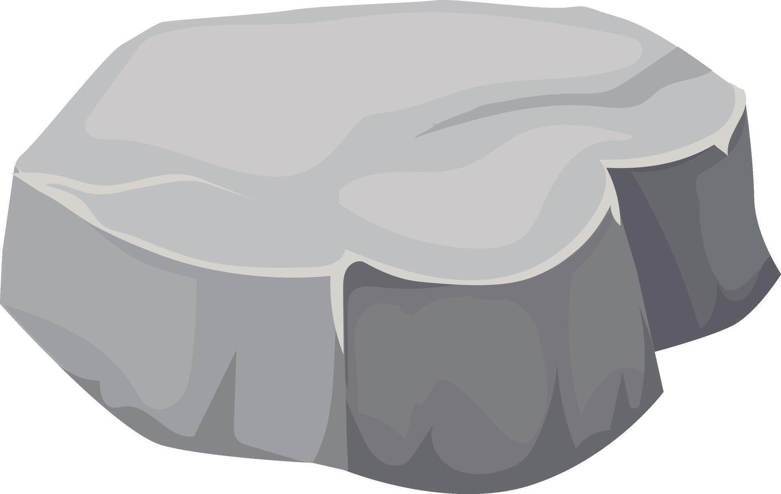 Cartoon illustration of a gray rock floating in the empty space, isolated on a white background, with smooth flat top surface and irregular bottom vector