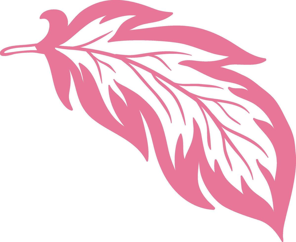 Pink feather with delicate lines and curves creating a soft and elegant design, ideal for adding a touch of grace and femininity to various projects vector