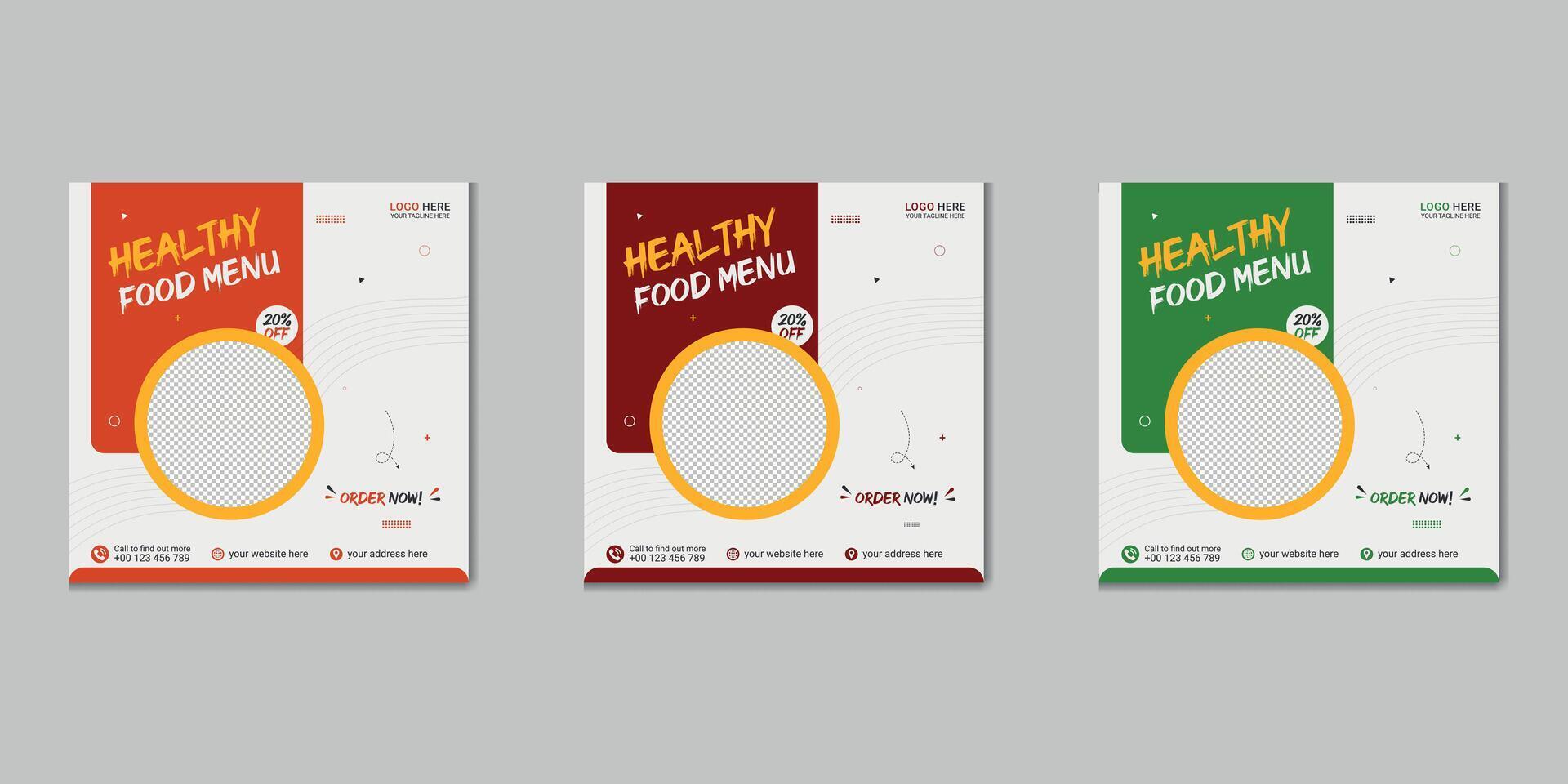 food social media post template and restaurant poster vector