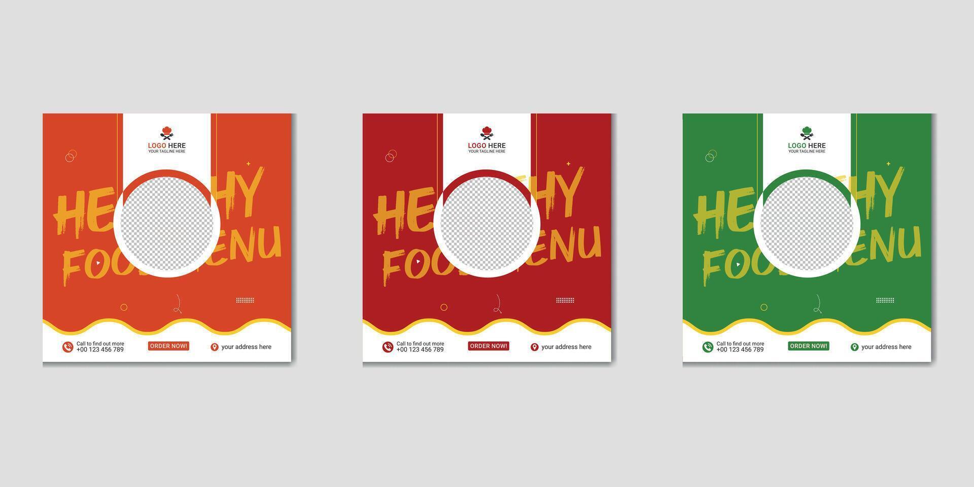 Restaurant social media post template vector