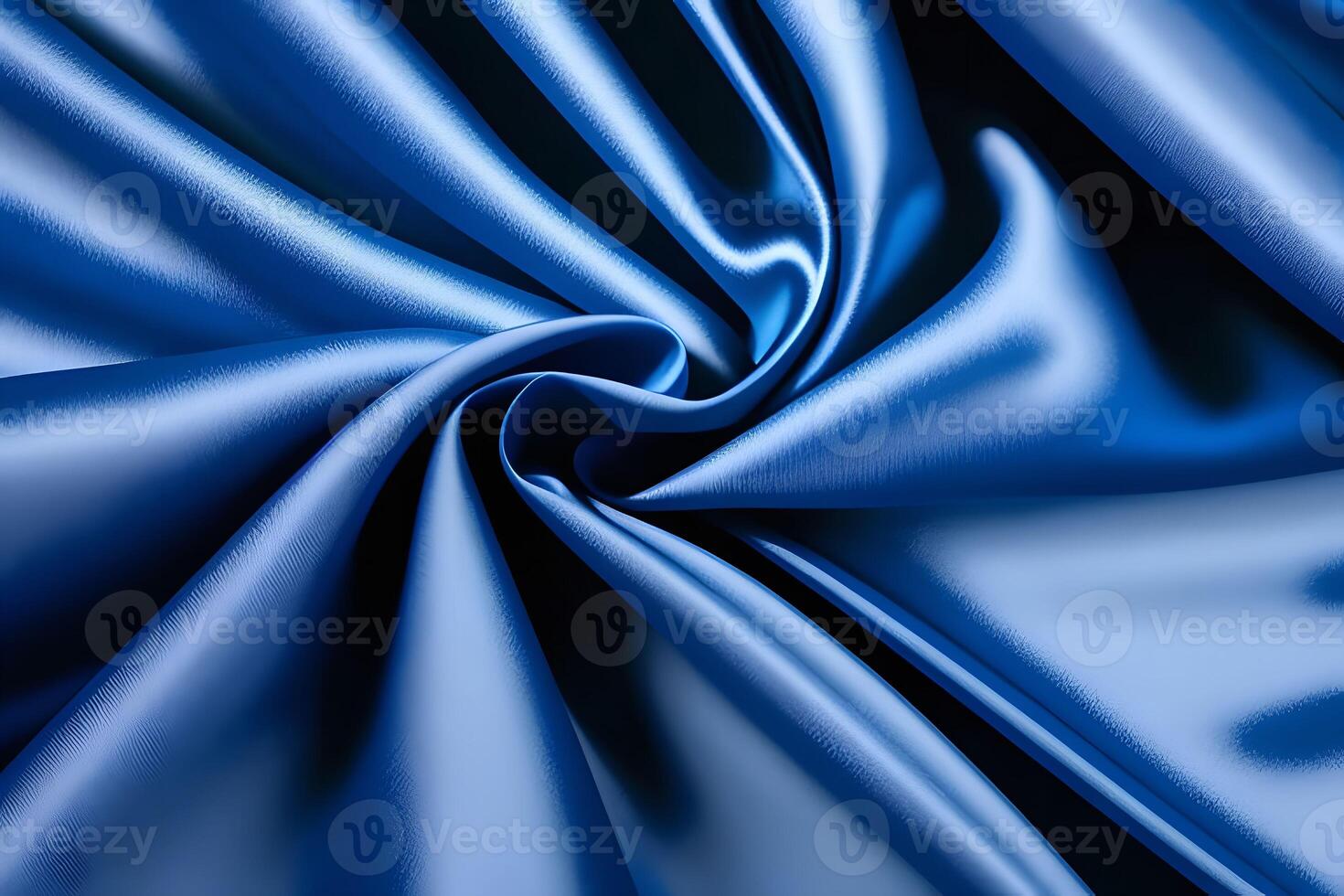 Abstract A mesmerizing texture of swirling blue satin fabric captivates the eye, showcasing the interplay of light and shadow. The flowing patterns create a sense of movement and elegance, invit photo