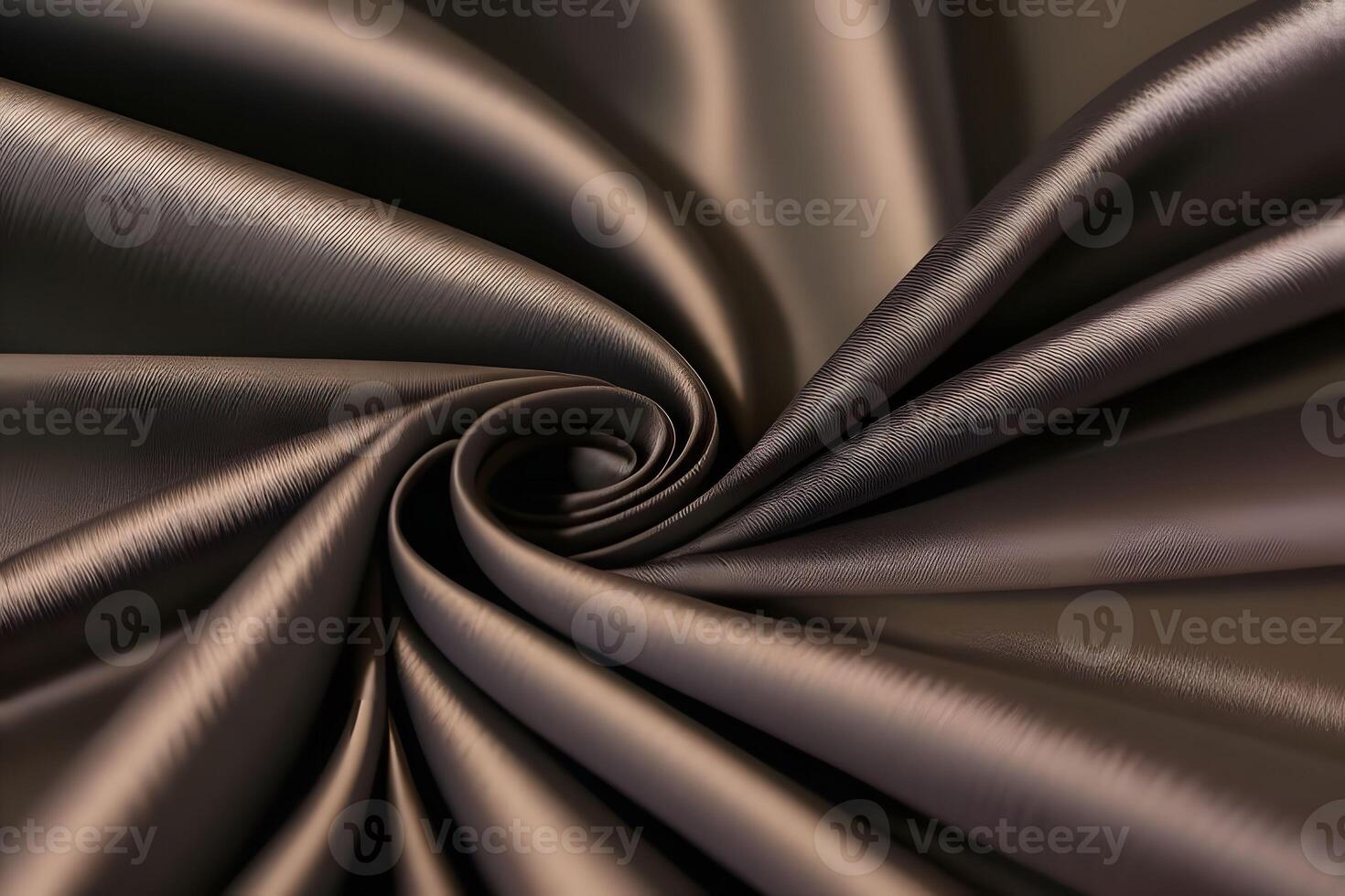 Luxurious brown satin fabric features an elegant swirl texture, making it an ideal choice for backgrounds. Its smooth drape adds to its sophistication, creating a striking visual appeal. photo