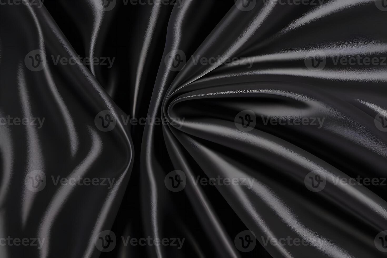 Luxurious and captivating, the dark elegance of an abstract draped black satin fabric texture invites a sense of sophistication and mystery. Its rich, flowing design creates an atmosphere of refi photo