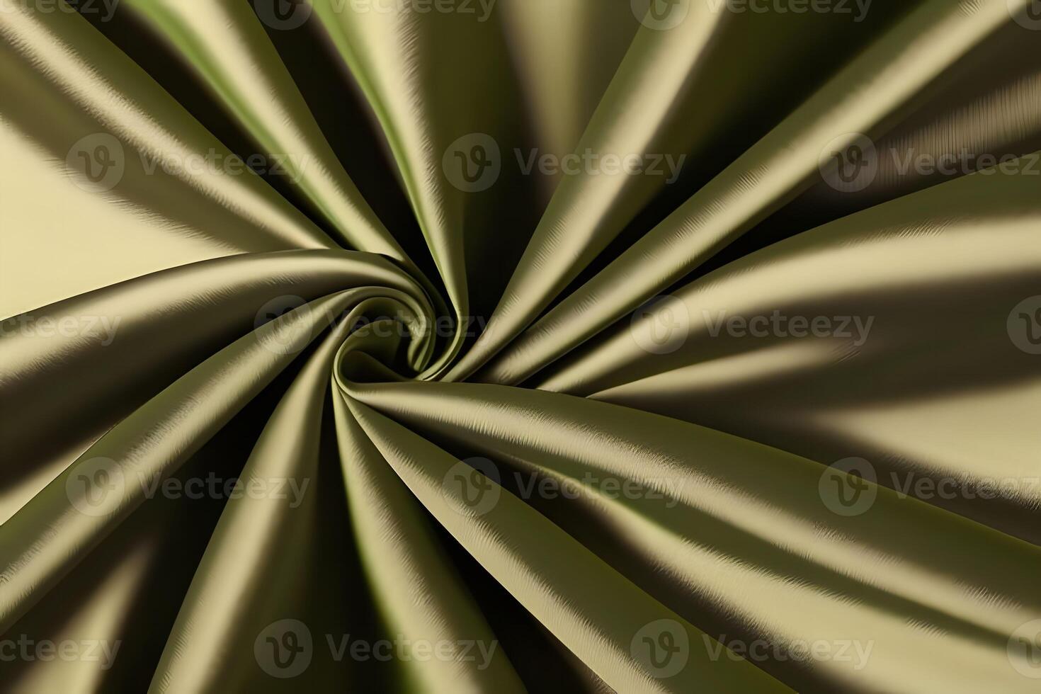 Olive Green Satin Fabric features a luxurious swirl texture, making it an ideal choice for creating elegant backgrounds and drapes. photo