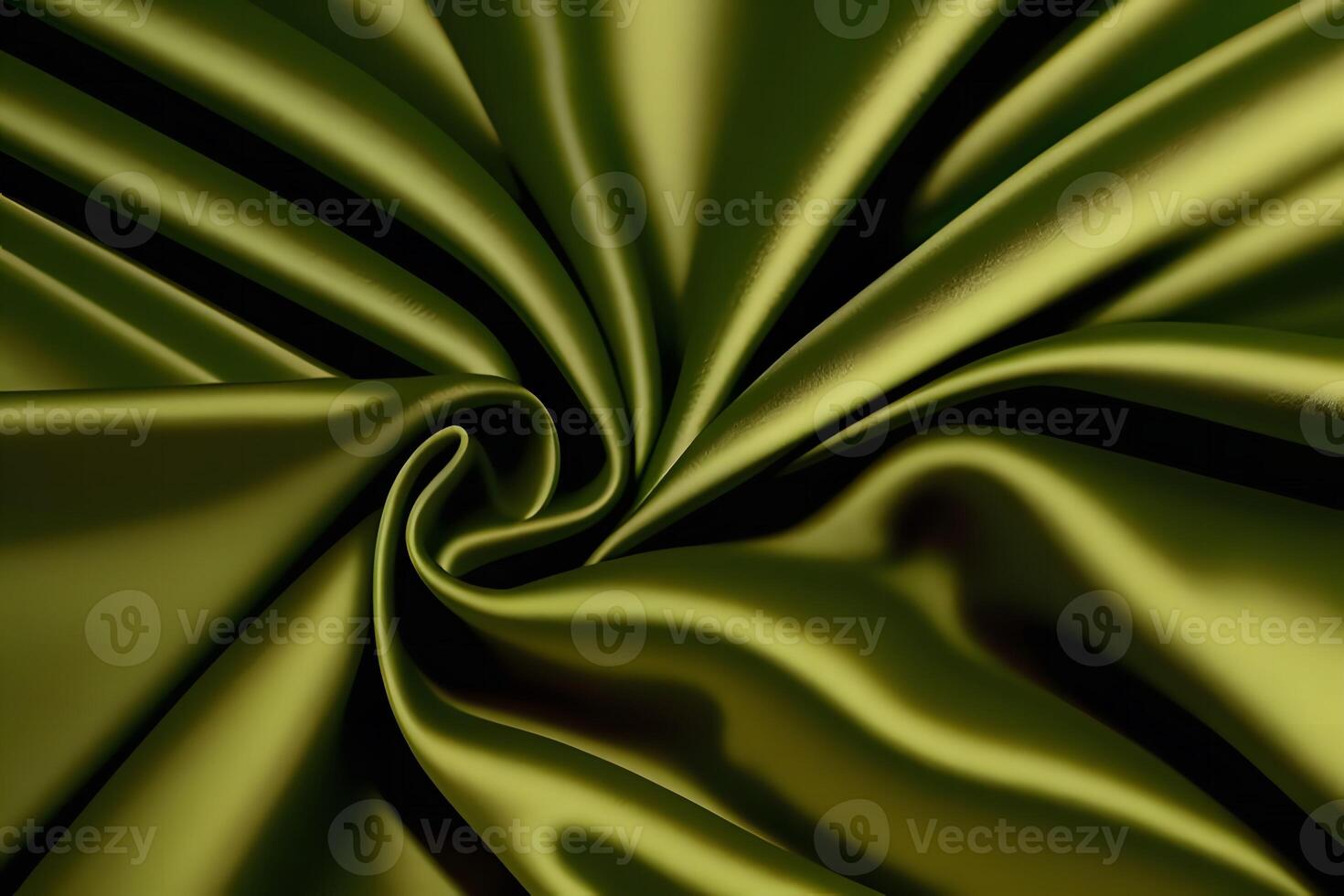 Olive green satin fabric features a luxurious texture with swirls, making it an ideal choice for backgrounds and draping. photo