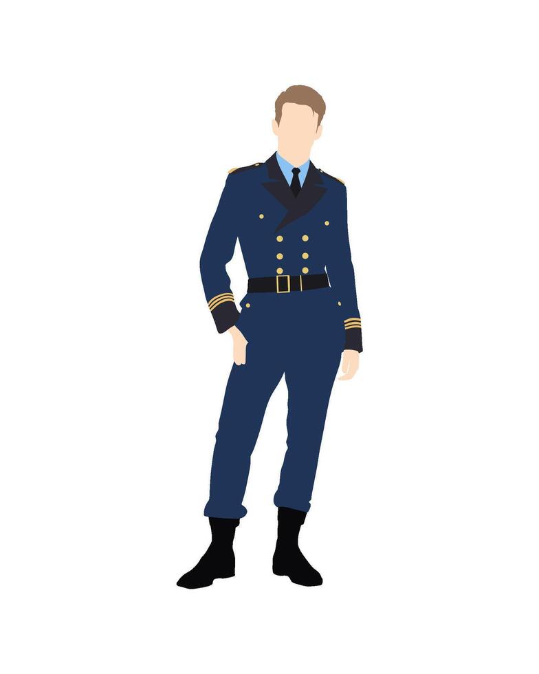 Flat art people and illustration, admiral officer in a blue uniform vector