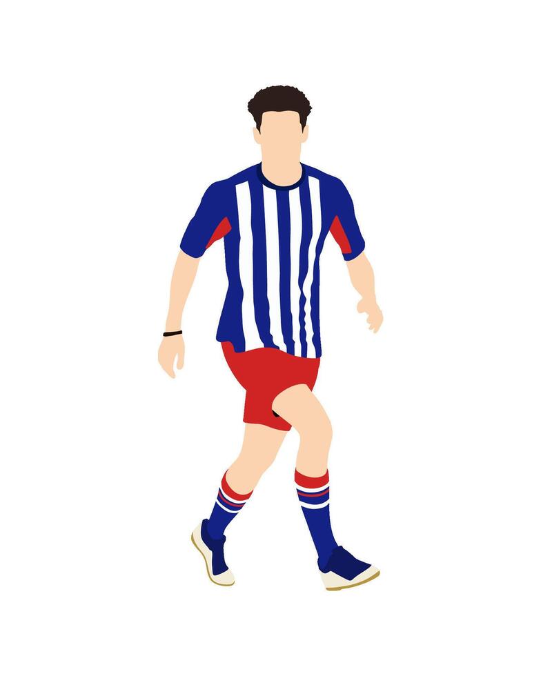 Flat art people and illustration, soccer player running in uniform vector