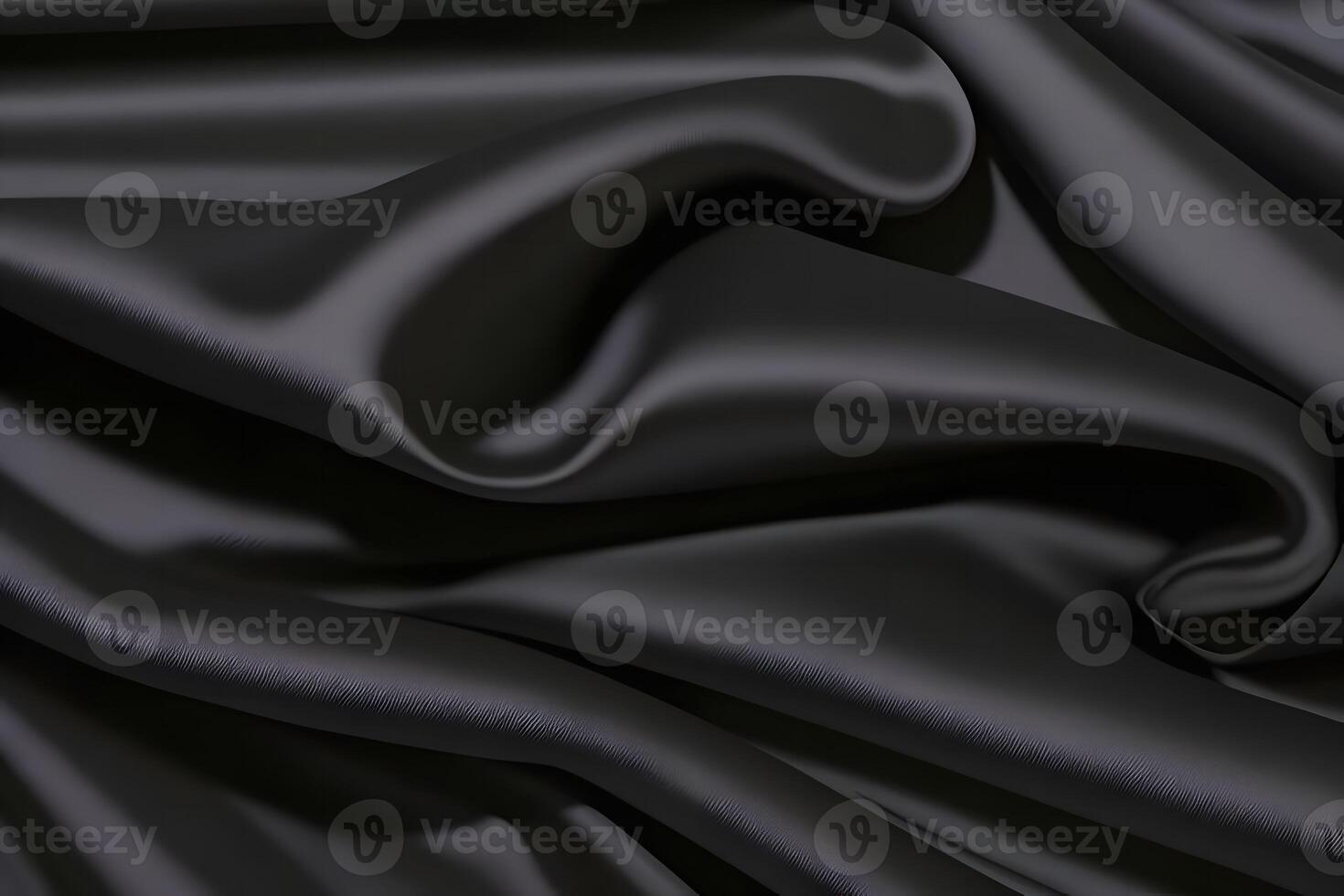 Elegant Draped Black Satin Fabric Textur.e photo