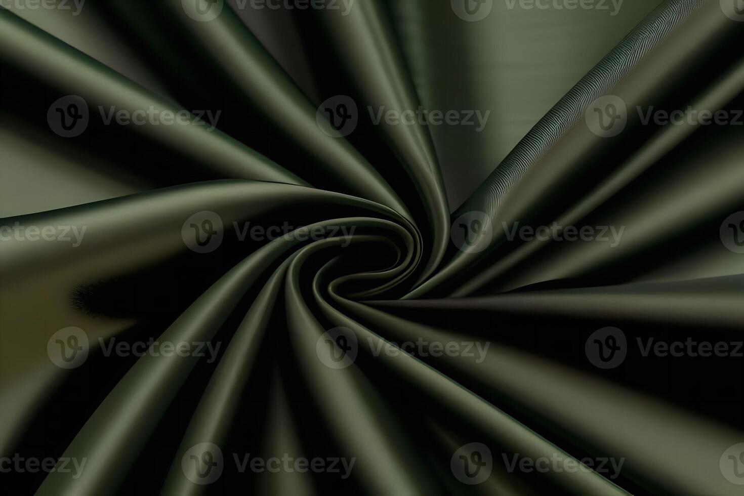 Elegant Dark Green Satin Fabric Swirls Luxurious Texture for backgroundfor backgroundand Deep Color photo