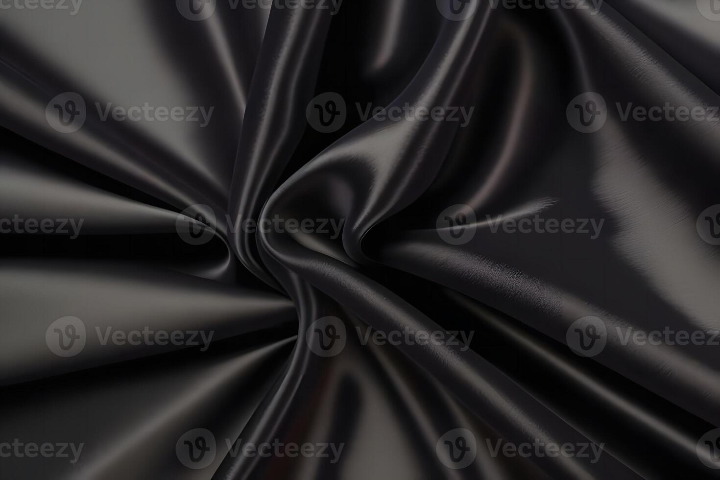 Elegant Draped Black Satin Fabric Texture Background.. photo