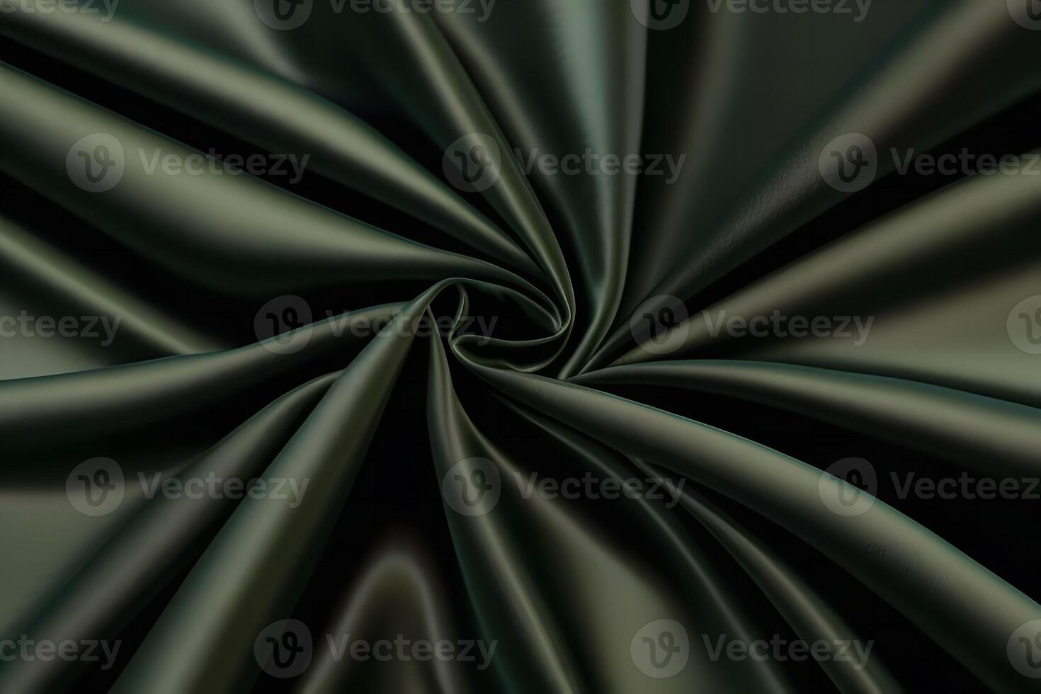 Elegant Dark Green Satin Fabric Swirls Luxurious Texture for backgroundfor backgroundand Deep Color. photo