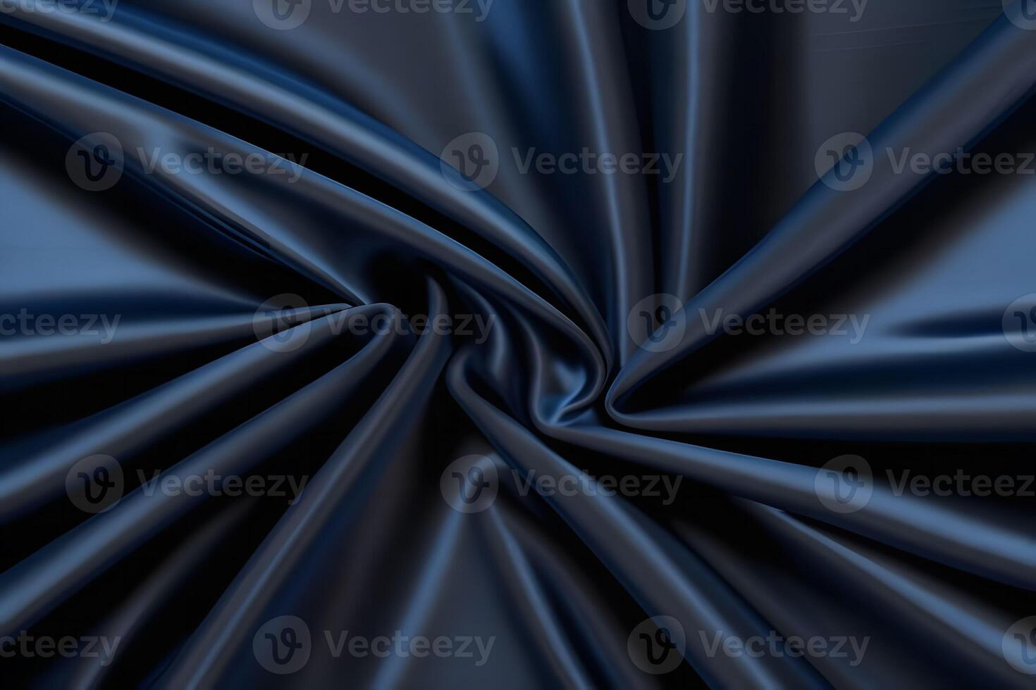 Midnight Blue Satin Drape Luxurious Texture for Background with Elegant Swirls. photo