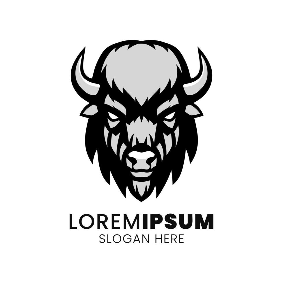 Powerful Bison Head Logo A Symbol of Strength and Resilience vector