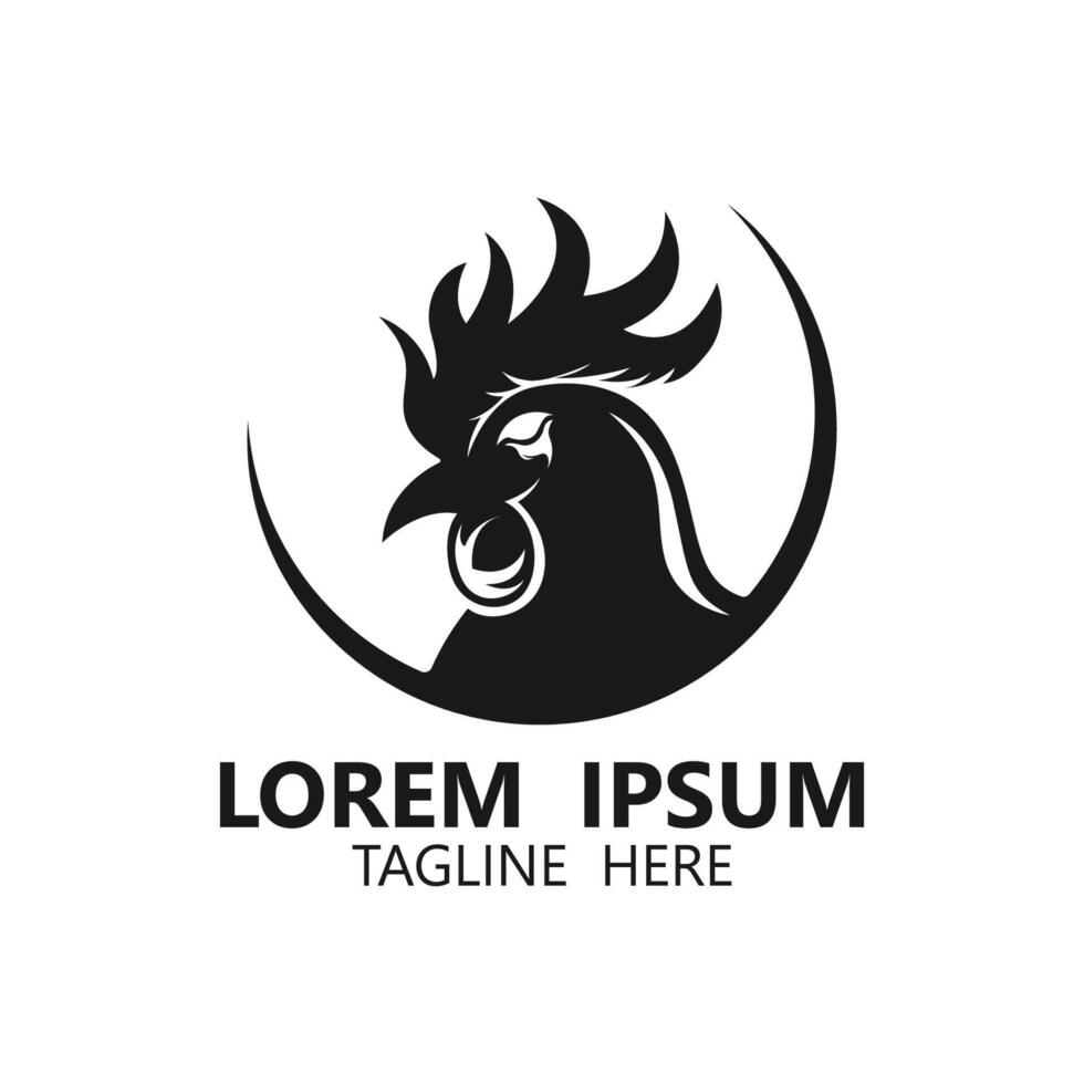 head rooster logo icon vector