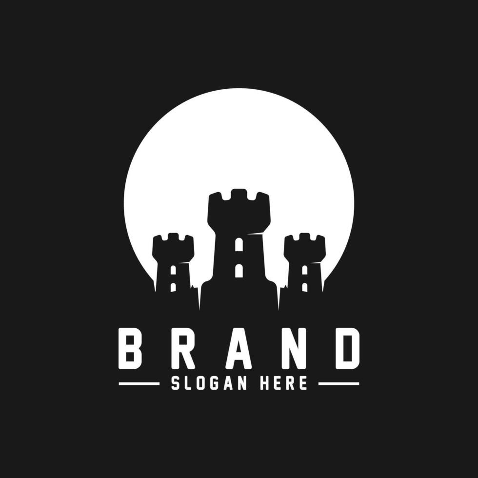 three castle logo silhouette illustration. vector
