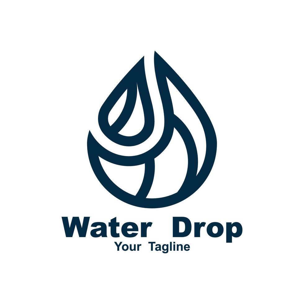 water drop logo design element with line art style vector