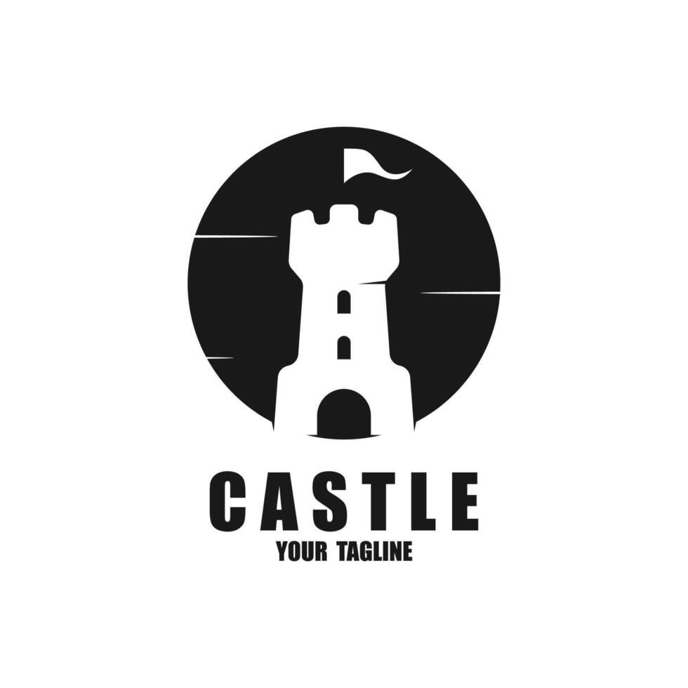 Castle logo silhouette illustration. vector