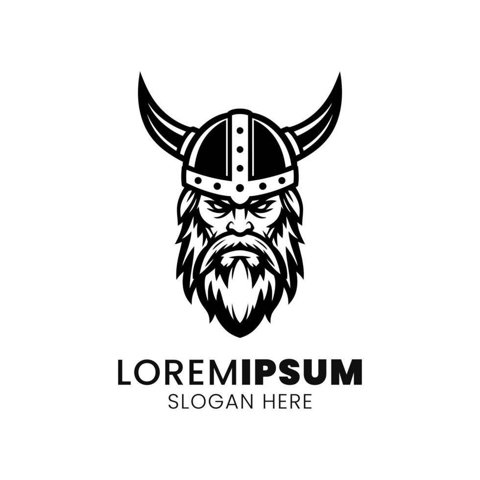 Stoic Viking Warrior A Monochrome Emblem of Norse Strength and Heritage vector