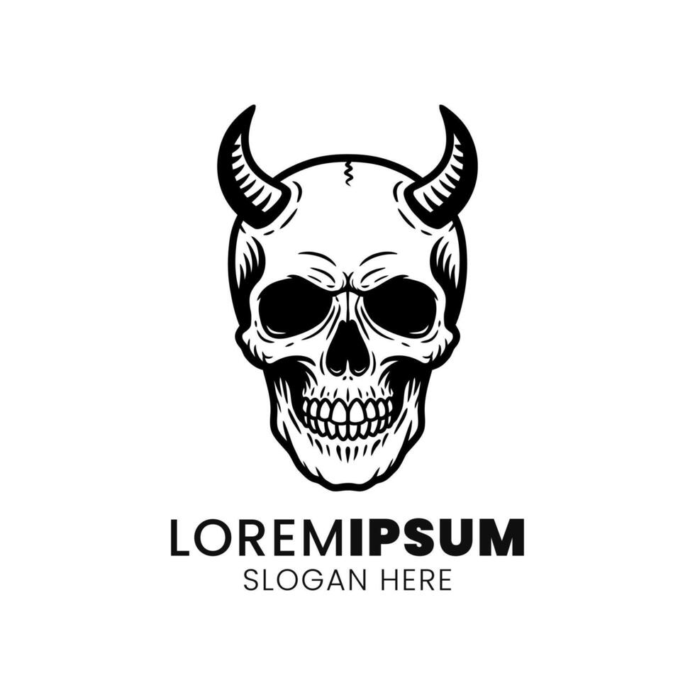 Demonic Skull Emblem A Monochromatic Depiction of Darkness vector