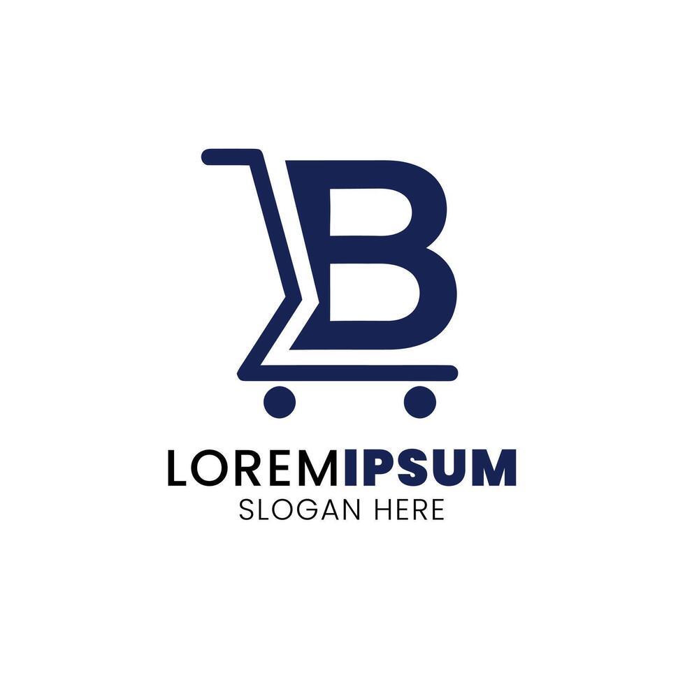Shop B Initial Logo Modern and Minimalist Shopping Cart Icon for Brand Identity vector