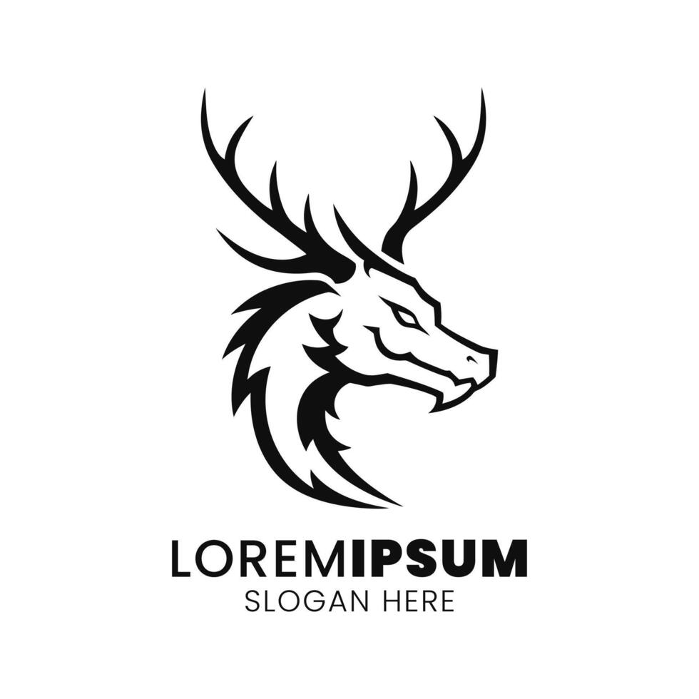 Mystical Dragon-Deer Emblem A Symbol of Power and Grace vector