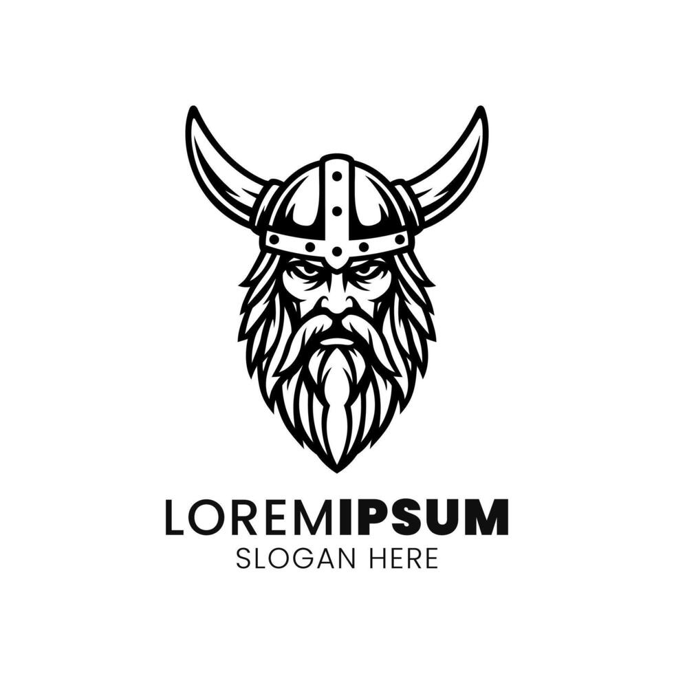Majestic Viking Warrior A Monochrome Emblem of Norse Strength and Heritage vector