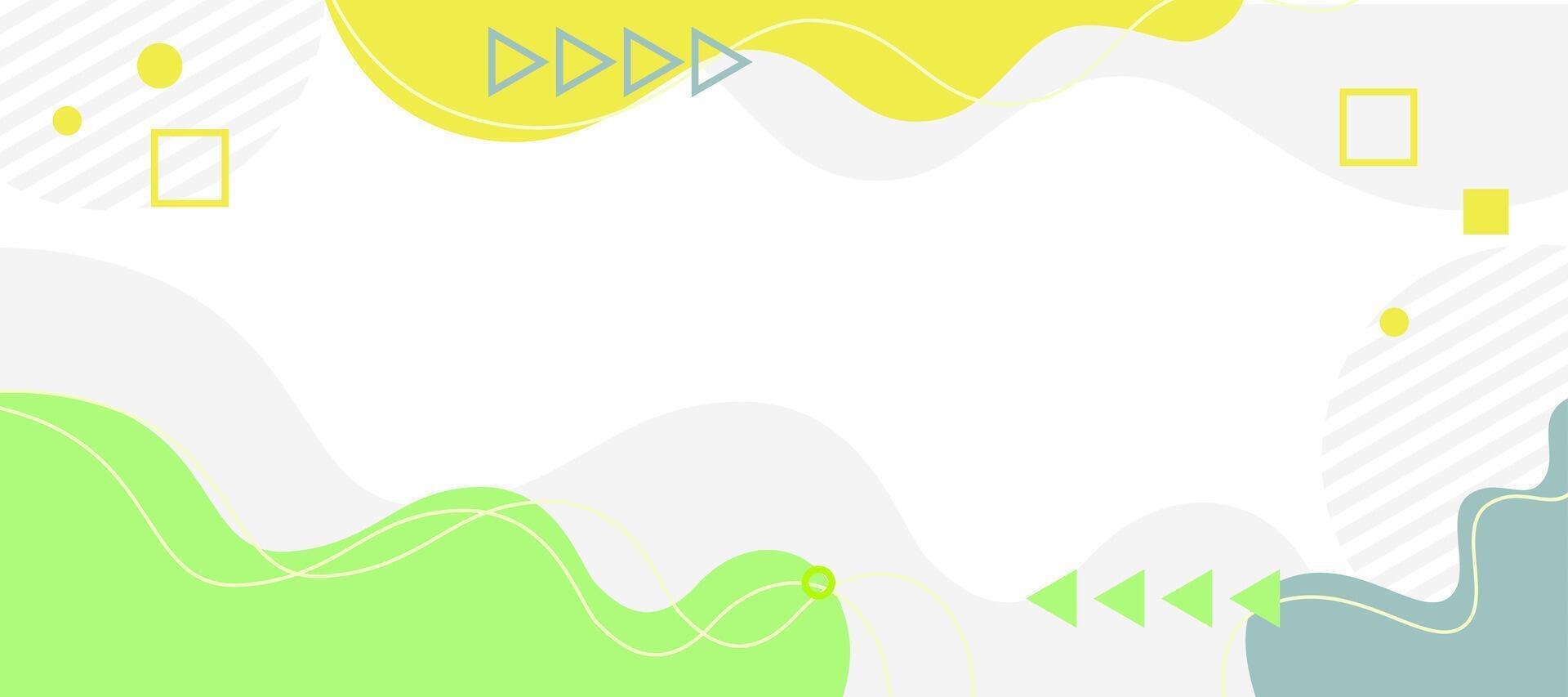 Trendy Fluid Shape Banner Green and yellow flowing elements with abstract details. vector