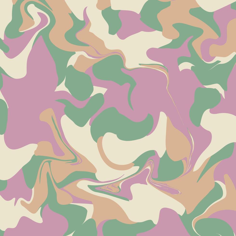 A dynamic abstract pattern marble featuring pastel colors of green, purple, and beige. The swirling design creates a vibrant and artistic composition, suitable for backgrounds, textiles, or creative vector