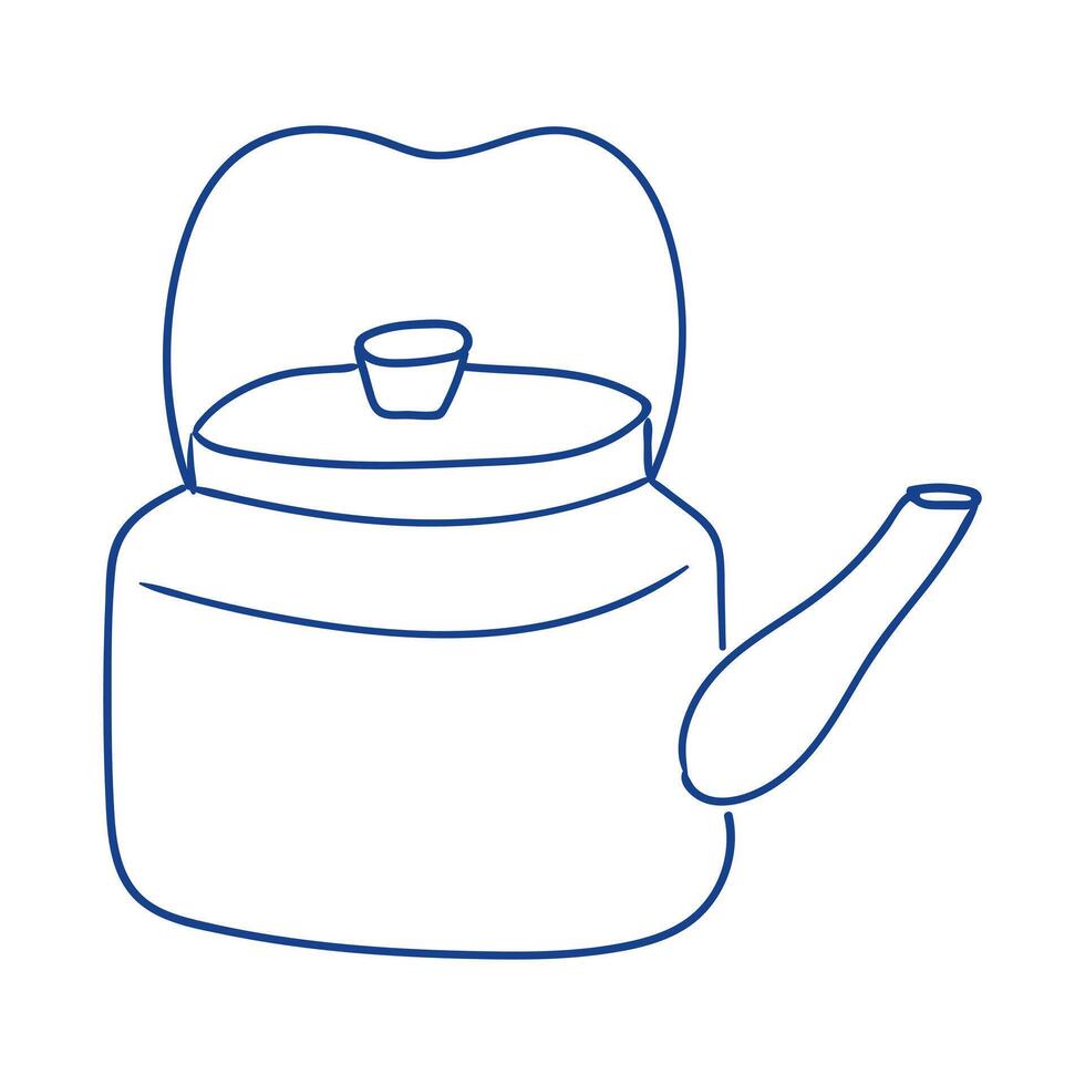Classic kettle design illustrated with simple lines in a minimalist style vector