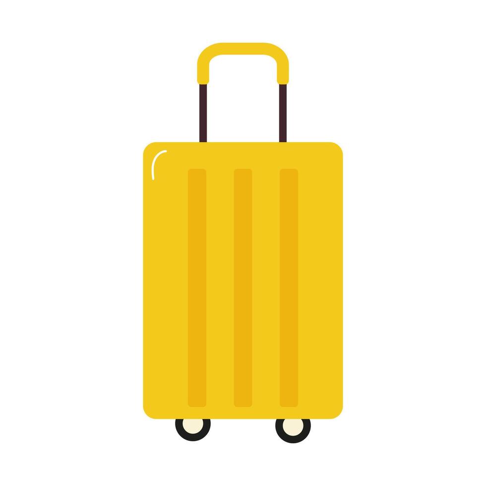 Bright yellow suitcase ready for travel at the airport or train station vector