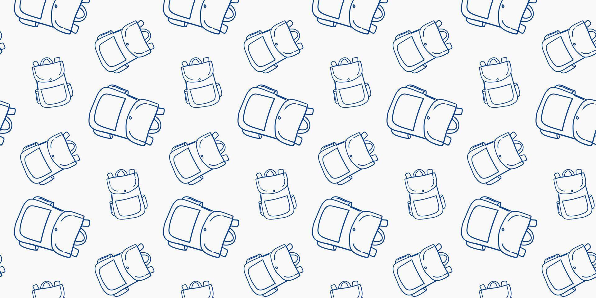 Cute backpack pattern design featuring playful and charming illustrations in blue tones vector